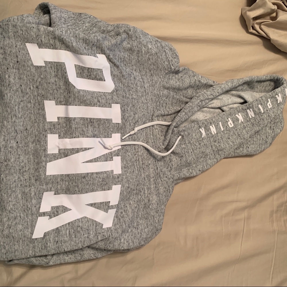PINK light gray hoodie